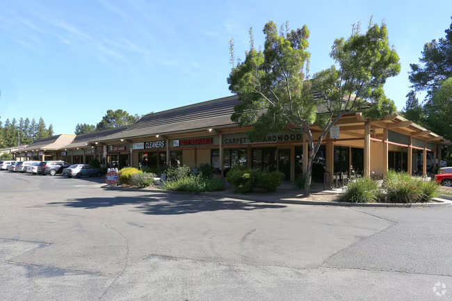 Storefront view of the 930–940 7th Street retail center, Novato