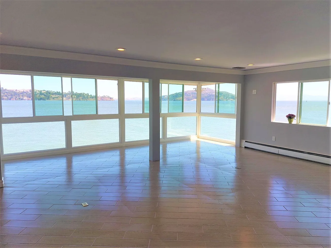 Bay-view interior of a Sausalito residence